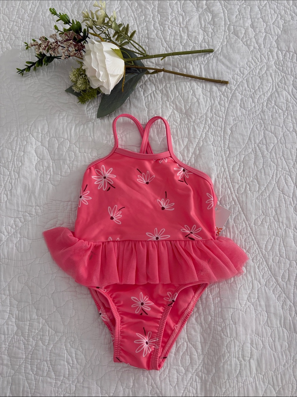 jumping beans Pink Floral Ruffle One-Piece Swimsuit
